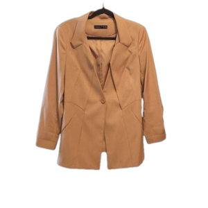 Lie Sang Bong neutral cream one button specific cut blazer
